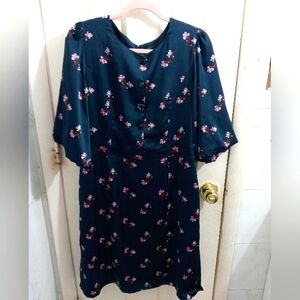 Ann Taylor Factory Dark Blue Floral Dress Size 12
